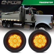 2pc Amber 2inch Round 9 Led Side Marker Clearance Lights Truck Trailer Lamp 12v