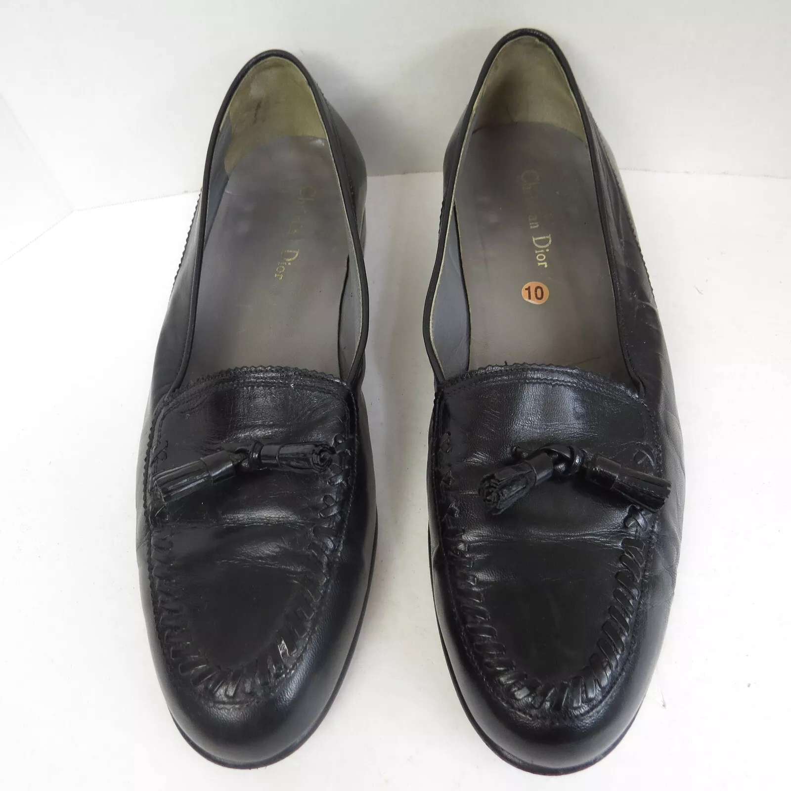 Mocassins à enfiler vintage homme en cuir noir Christian Dior taille 10