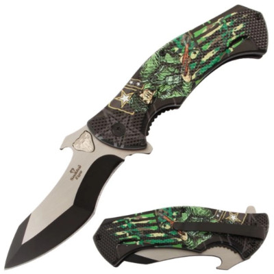 Snake Eye Tactical Spring Assist knife Soldier Printed Handle