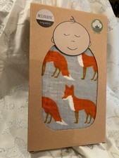 Milkbarn FOX Baby Blanket Muslin Organic Cotton SWADDLE 47x47 Gender Neutral