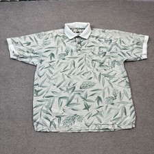 Tommy Bahama Men's Polo Shirt Size M White Short Sleeve Preppy Leaves AOP