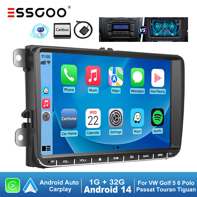 Android 14 Auto CarPlay Autoradio GPS SAT NAV 32G Für VW GOLF 5 6 Plus Polo EOS