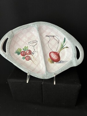 Italy Ceramic Divided Vegetable Serving Dish - 12'' x 8'' - 1981