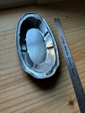 Vintage Classic Oval Chromed / Boat design Engraved Floral Bread Dish 13"L