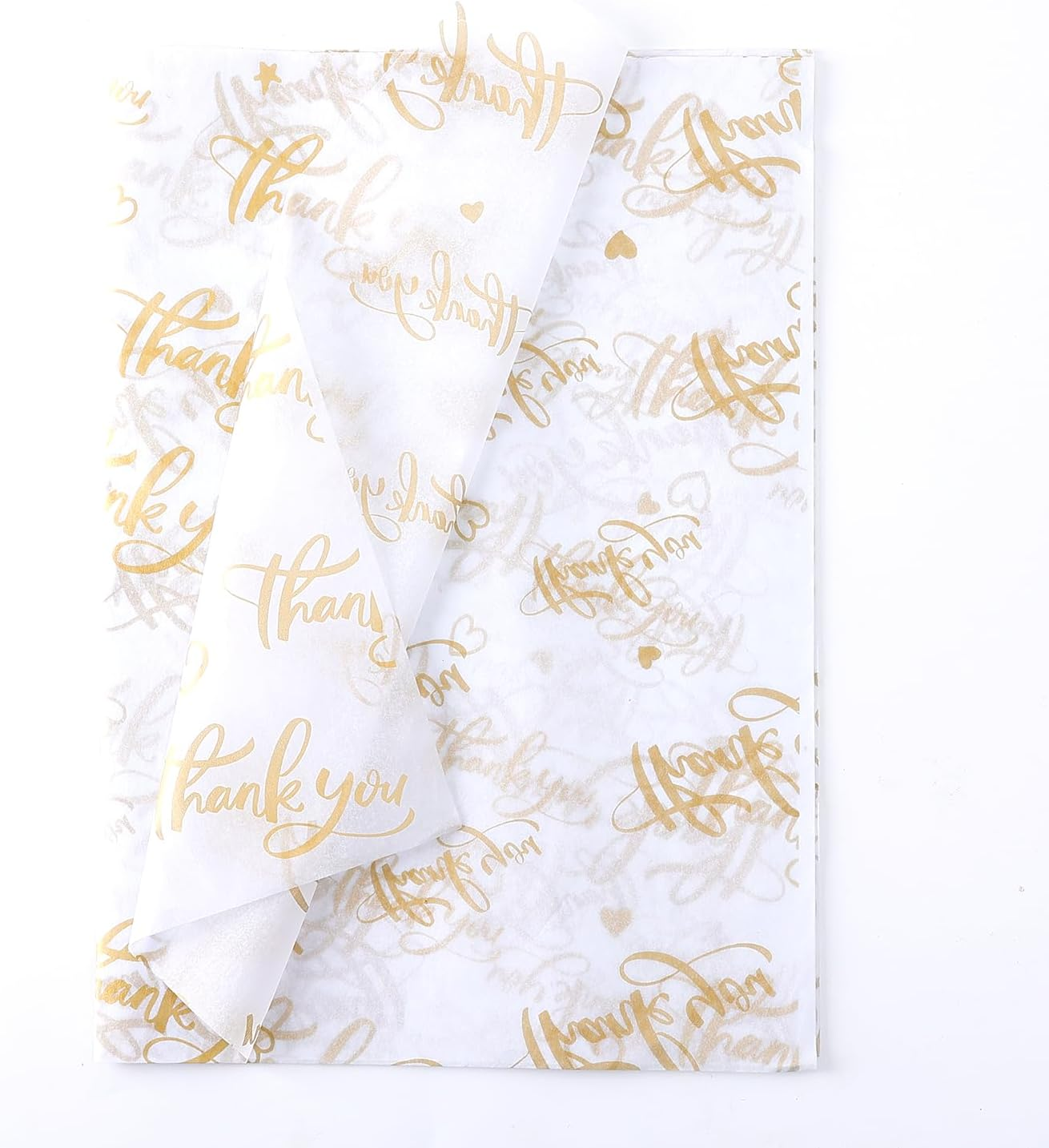 100 Sheet Thankyou Gift Wrapping Tissue Paper 14”X20” Recyclable White with Meta