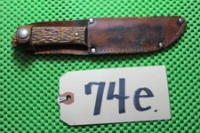 VERY NICE 1932-1945 MARBLE'S OUTER'S JIGGED BONE HANDLES KNIFE W SHEATH Ref. 74e