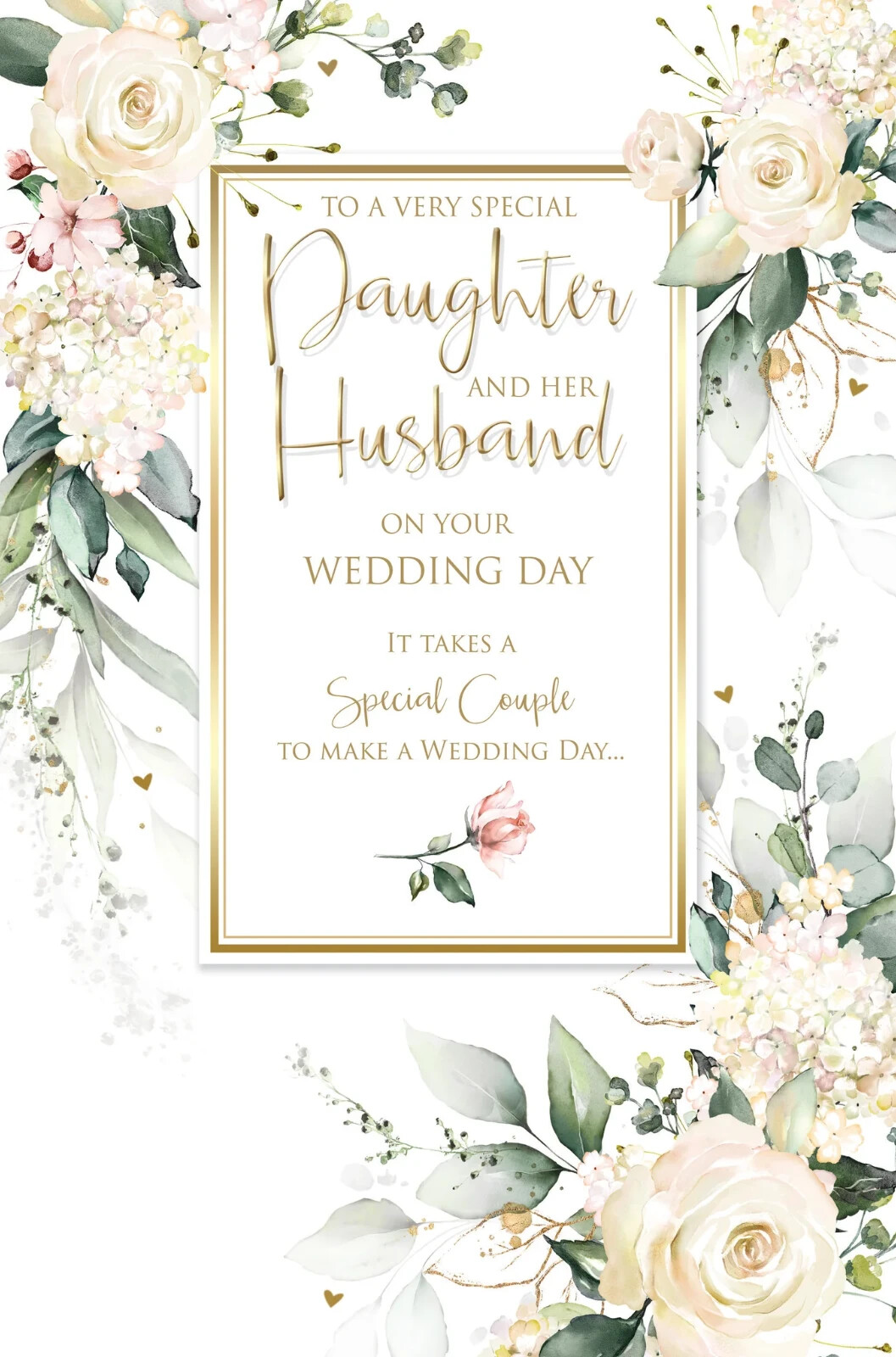 Daughter & Husband Wedding Day Card Foil 5.75"" x 8.25"" Cherry Orchard Quality