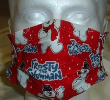 USA cotton Face mask, cover handmade/w Frosty Snowman Christmas Fabric FAST SHIP