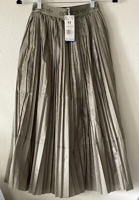NWT Adidas Originals Pleated Clay Green Midi Skirt XS | eBay