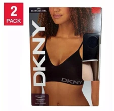 DKNY Women's Seamless Bra, black/sand, size Small (2 pack) - NEW