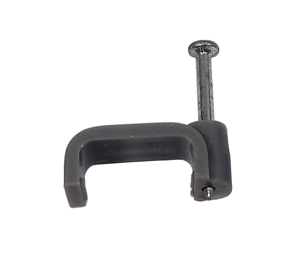 2.5mm Twin and Earth T&E Cable Clips (100 Pack) Flat Grey With Fixing Nails