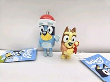 Kurt Adler Bluey And Bingo Ornaments Set Of 2 Candy Cane Santa Hat