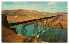 1950s Union Pacific Railroad Bridge at Lyons Ferry Washington Vintage Postcard