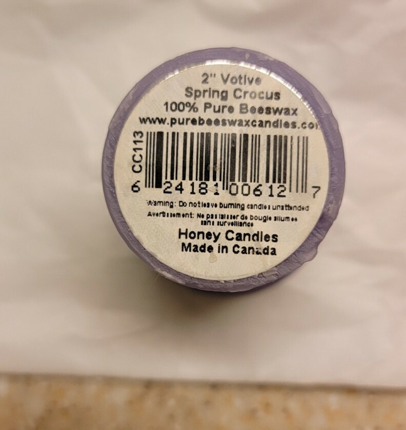 Honey Candles 100% Beeswax Votive Candles, Lavender (Spring Crocus) , Set of 4
