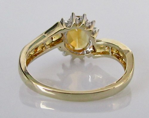 Gold Diamond Ring - Ex QVC 9ct Gold Multi Cut Citrine Diamond Swirl Ring Size N - Picture 6 of 17