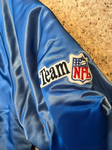 Vintage Chalk Line Detroit Lions SPELLOUT Satin Bomber Jacket Mens XL - Picture 4 of 18