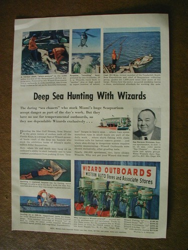 1956 Wizard Outboards Duck Hunters Shotgun on the back VINTAGE PRINT AD LO70 - Bild 1 von 2