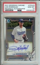 LUIS RODRIGUEZ 1ST AUTOGRAPHED 2021 BOWMAN CHROME #CPALR PSA 10