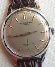 Jaeger LeCoultre automatic bumper wristwatch steel case screw back original dial