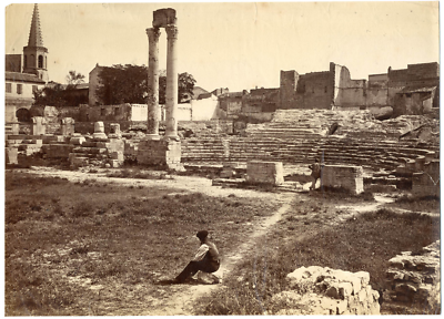 FRANCE, NICE, RUINES Romaines, Arènes de Cimiez vintage albumen print