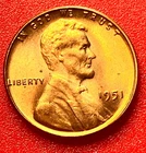 1951-P Lincoln Wheat Cent Penny GEM RED BU From an Original Bank Roll