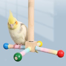 Bird Perch Toy Wooden Exercise Wheel Parrot Toy 360 Rotating Enrichment Premium