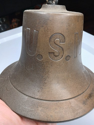 USN Bronze Brass Ship's Bell Maritime with Ringer - Nautical Décor NAVY Military - Picture 17 of 17