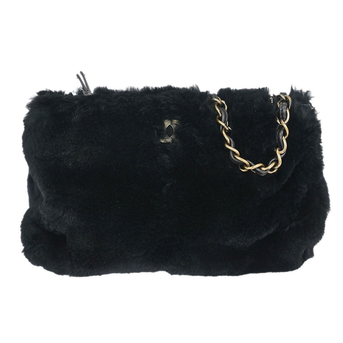 Chanel Black Rabbit Fur Shoulder Bag AQ00409