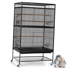 Large Bird Cage Seed Cather,Bird Cage Cover Adjustable Soft 118 31.5in-black