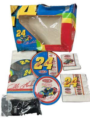 VTG Vintage 1996 Jeff Gordon 24 NASCAR Party Cups Tablecloth Napkins Plates NOS