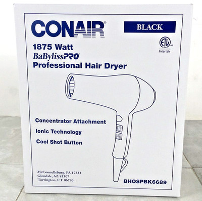 CONAIR 1875 WATT BABYLISSPRO PROFESSIONAL HAIR DRYER BHOSPBK6689 - BLACK