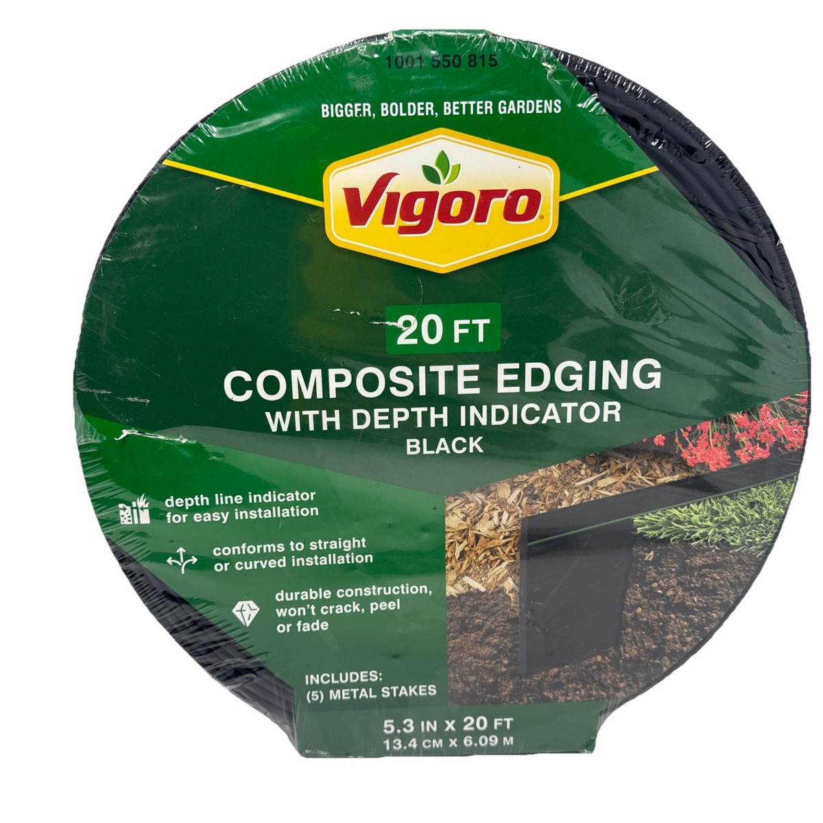 Vigoro Composite Garden Edging in Black with Depth Indicator 5.3