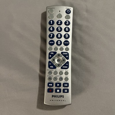 Genuine Original Silver Philips CL032 TV VCR DVD Universal Remote Control