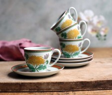 Set of 4 Vintage Haviland Limoges Cups & Saucers Pate Celadon Chrysantheme Frenc