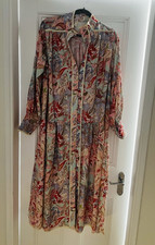 0039 Italy Multicoloured Paisley Shirt Dress V-Neck Long Sleeve Midi M