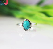 Natural Blue Turquoise Oval Ring 925 Sterling Silver Handmade Ring Gift For Her