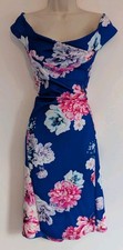 💜 QUIZ SIZE 18 16 Beautiful Ladies Blue Floral Dress Ref B