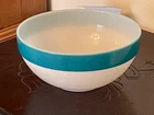 Fire King Colonial Band Blue/Teal And White 7 1/2” Milk Glass Bowl