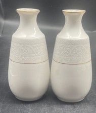 Noritake Ivory China Tulane Pattern Salt And Pepper Shakers Gold Trim # 7562