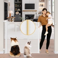 Reinforced 42" Extra Tall Retractable Baby Gates Tall Dog Gate with Support R...