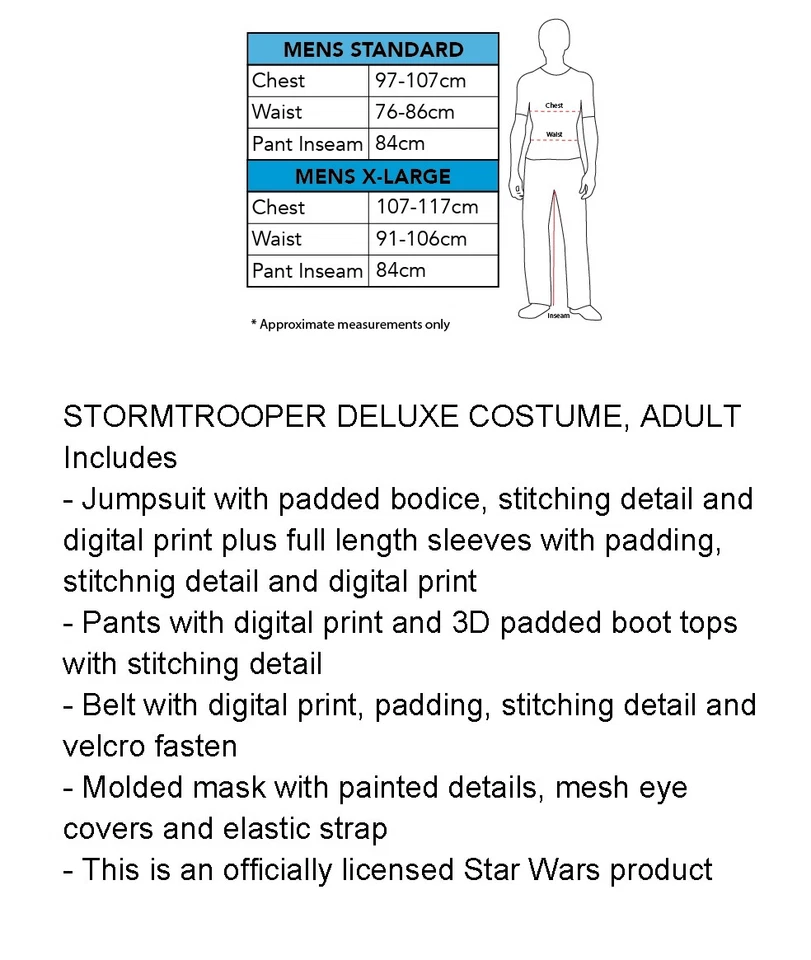 Disfraz de soldado de asalto de lujo blanco Star Wars película Disney traje para adulto para hombre Foto 3 de 4