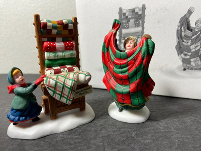 Dept 56 Heritage Village #56594 Christmas Bazaar Handmade Quilts