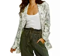 FREE PEOPLE BECKETT GREEN FLORAL OVERSIZED BLAZER SIZE SMALL