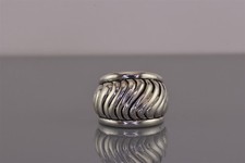 Sterling Silver 16mm Swirled Rimmed Dome Band Ring 9g 925 Sz: 6