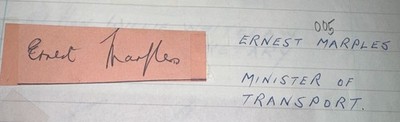 Alfred Ernest Baron Marples konservativer Abgeordneter Postmeister General Autogramm