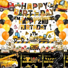 Construction 2nd Birthday Party Supplies, Construction Theme Party Decoration...