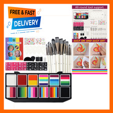 12-Color Water Activated Face Paint Kit with Brushes, Halloween Christmas