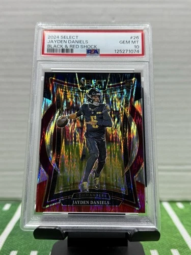 Jayden Daniels 2024 Panini Select #26 Black & Red Shock Prizm RC PSA 10 Gem