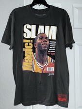 SLAM Magic Johnson LA Lakers Mitchell & Ness NBA Large Shirt Charcoal Grey