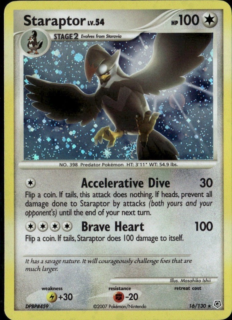 Staraptor Holo Rare Diamond and Pearl 16/130 Colorless Holo Pokemon Card